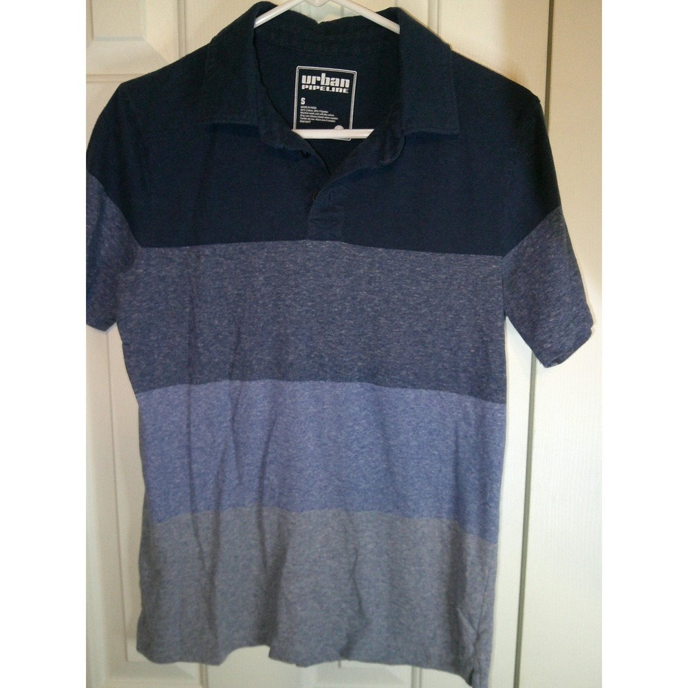 Urban‎ Pipeline Polo Shirt Striped Short Sleeve Casual Top Mens Size S